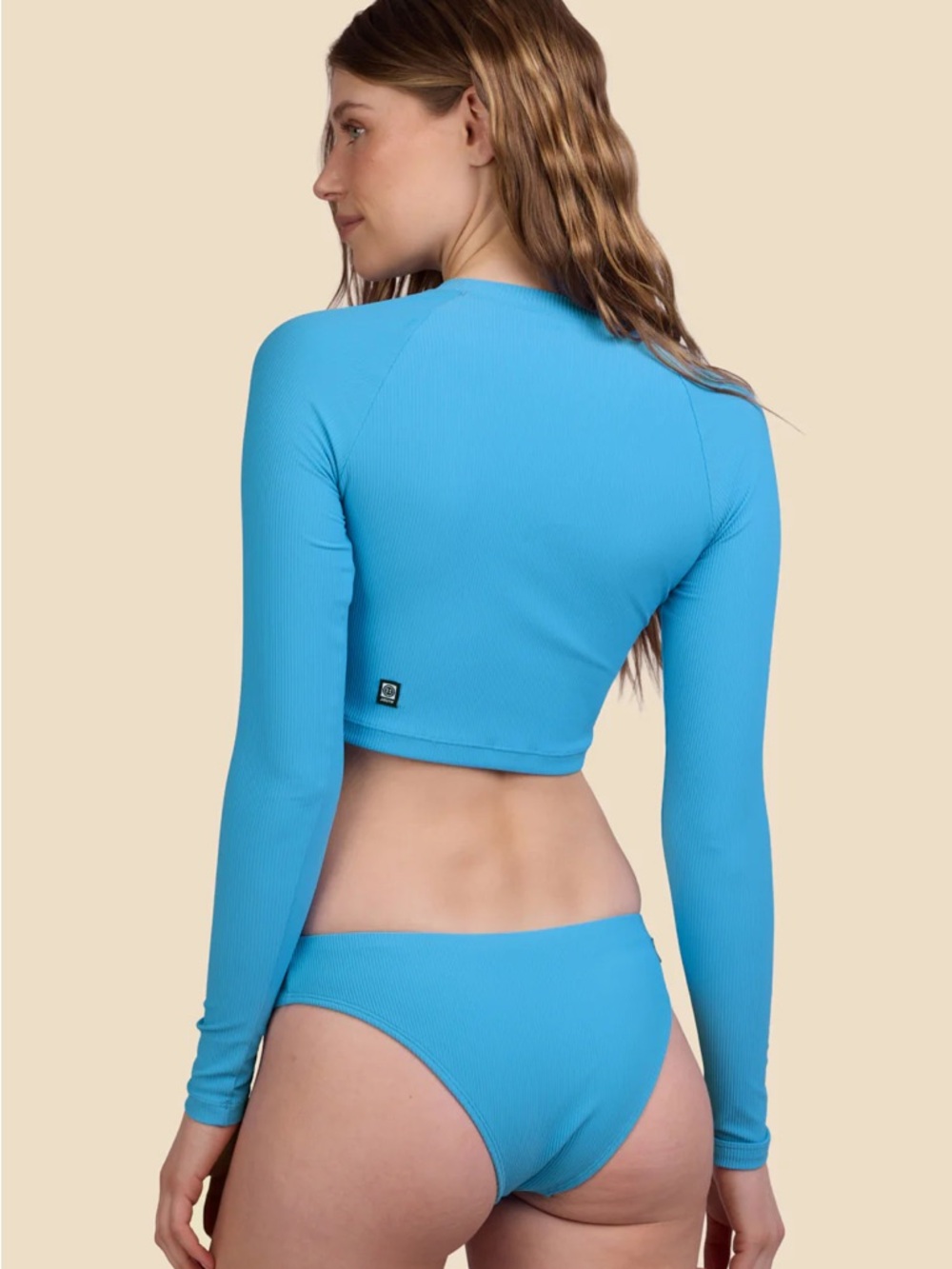 Jolyn Blue Moana Long Sleeve Crop Rash Guard Top